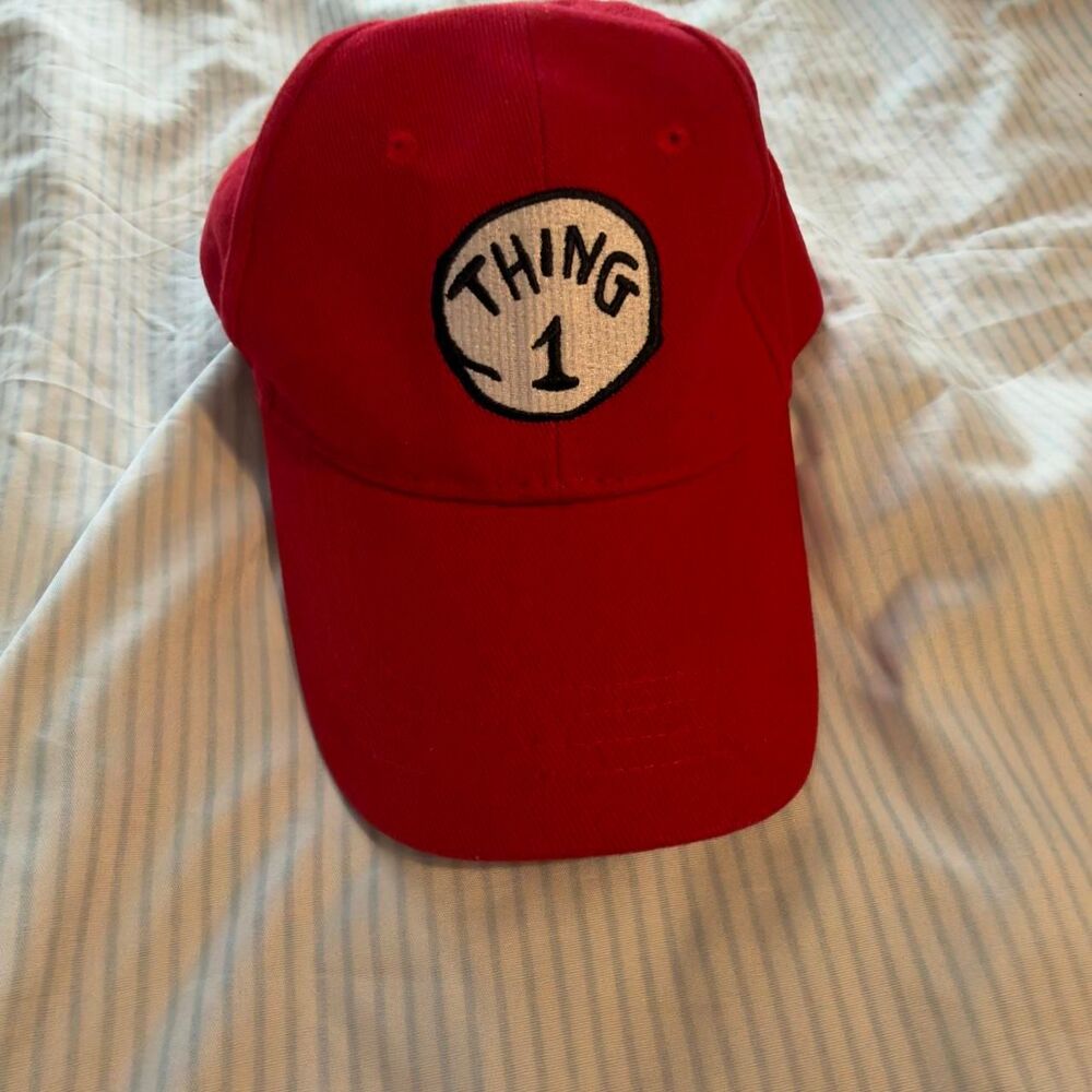 Universal Studios Dr Seuss Thing 1 Red Adjustable Adult Baseball Cap #drseuss